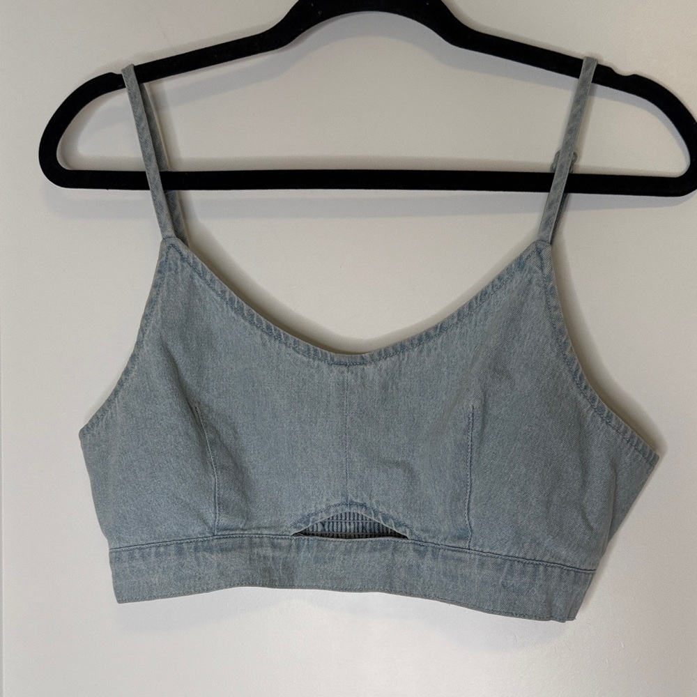 House of Harlow 1960 Light Blue 100% Cotton Denim Crop Top - 10